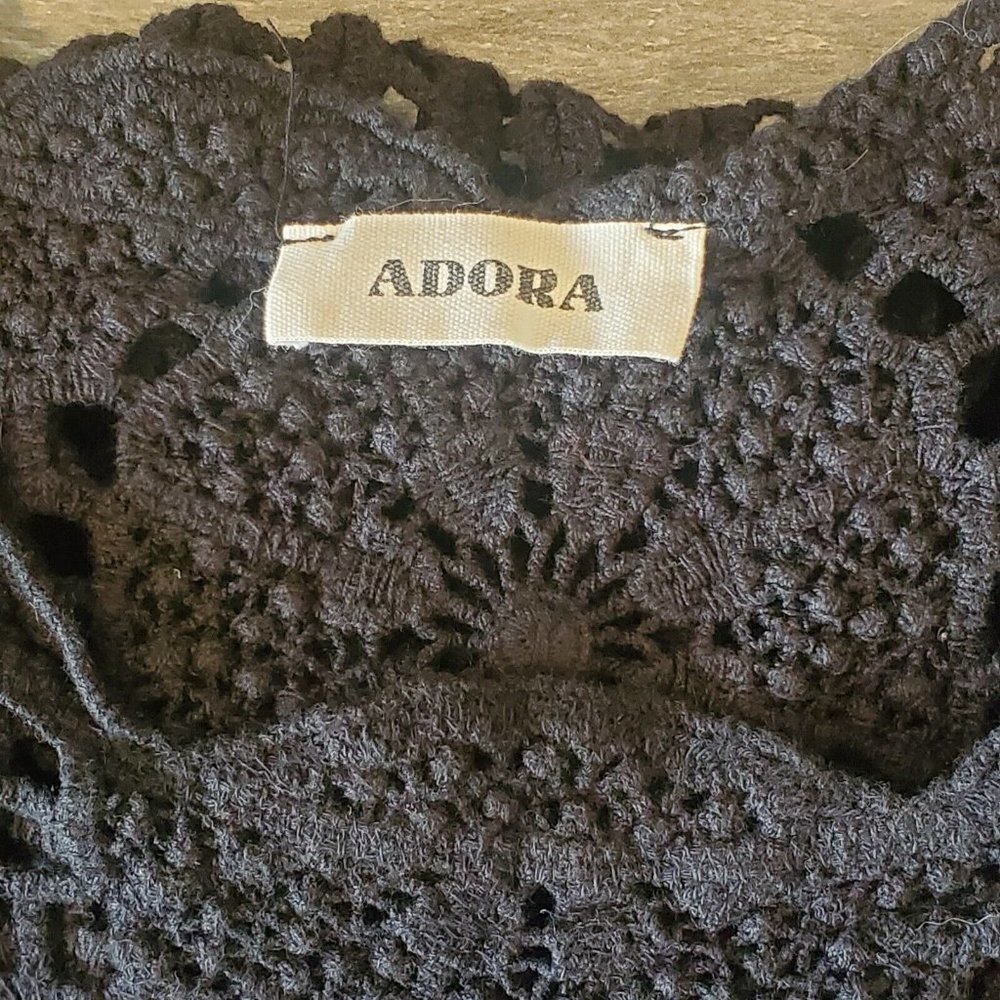 Adora Boho‎ Crochet Open Knit High Low Top Sleeveless Black Festival S/M - Picture 5 of 6